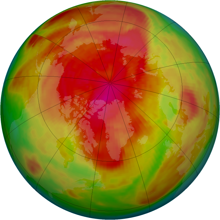 Arctic ozone map for 19 March 1984